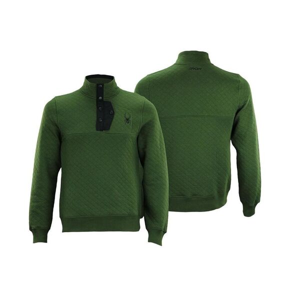 New Spyder 1/4 Button Snap Quilted Pullover Green Men’s Size S - Picture 4 of 5